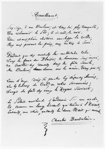 Recueillement, signed sonnet, 1861 by Charles Pierre Baudelaire